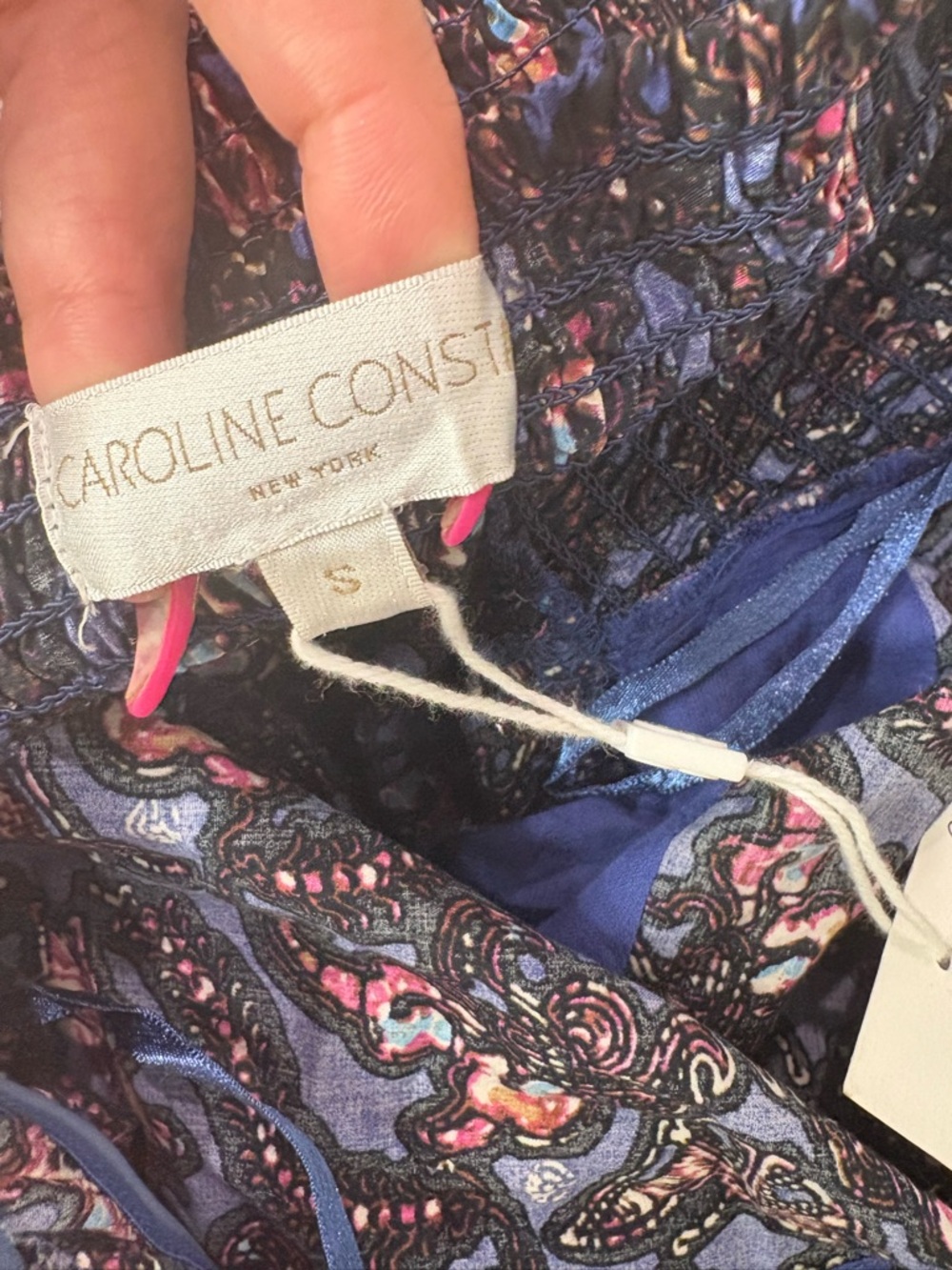 NWT Caroline Constas Floral Paisley Navy Midi Dress with Ruffled Sleeves - Picture 6 of 8